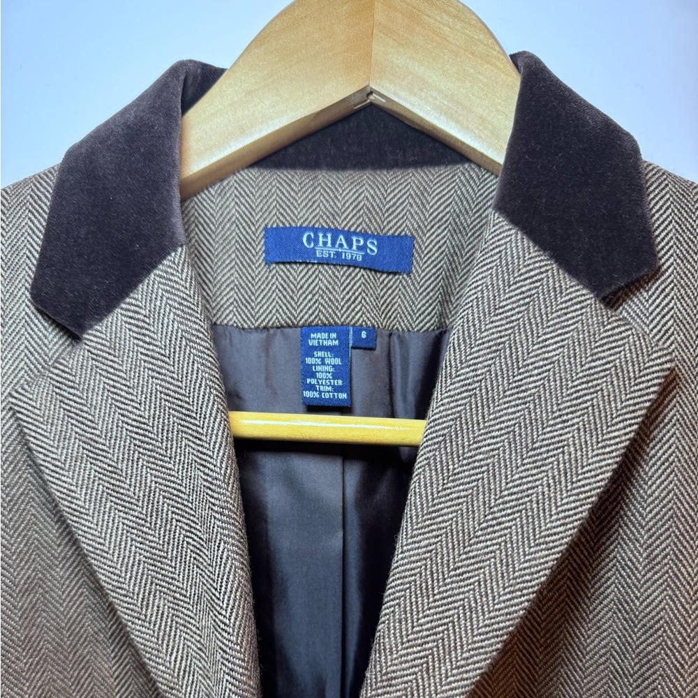 Chaps Womens Wool Tweed Blazer Jacket Button-Up Long Sleeve - Picture 3 of 8